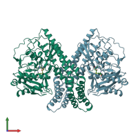 PDB entry 6irw coloured by chain, front view.
