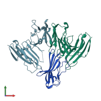 PDB entry 6isb coloured by chain, front view.