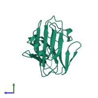 PDB entry 6ism coloured by chain, side view.