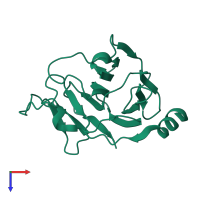 PDB entry 6ism coloured by chain, top view.