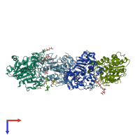 PDB entry 6isp coloured by chain, top view.