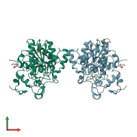 PDB entry 6isr coloured by chain, front view.