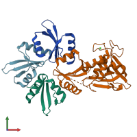 PDB entry 6ist coloured by chain, front view.