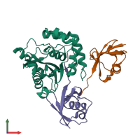 PDB entry 6isu coloured by chain, front view.