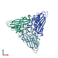 PDB entry 6itb coloured by chain, front view.