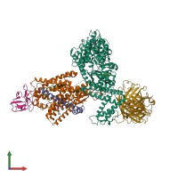 PDB entry 6itc coloured by chain, front view.