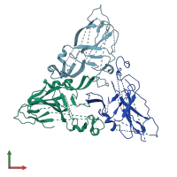 PDB entry 6itf coloured by chain, front view.