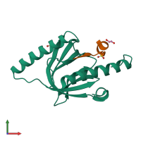 PDB entry 6itu coloured by chain, front view.