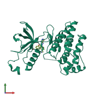 PDB entry 6iuo coloured by chain, front view.