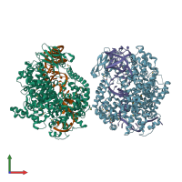 PDB entry 6iv8 coloured by chain, front view.