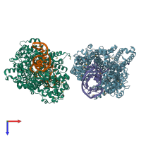 PDB entry 6iv8 coloured by chain, top view.