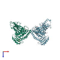 PDB entry 6iw6 coloured by chain, top view.