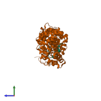 PDB entry 6iwa coloured by chain, side view.