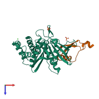 PDB entry 6iwd coloured by chain, top view.