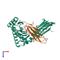 PDB entry 6iwh coloured by chain, top view.