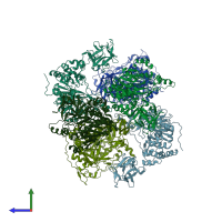 PDB entry 6iwq coloured by chain, side view.