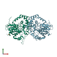 PDB entry 6ix2 coloured by chain, front view.