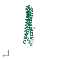 PDB entry 6ixe coloured by chain, side view.