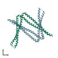 PDB entry 6ixg coloured by chain, front view.