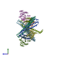 PDB entry 6ixv coloured by chain, side view.