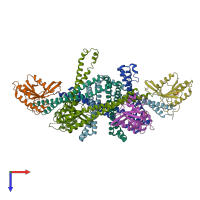 PDB entry 6ixv coloured by chain, top view.