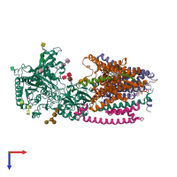 PDB entry 6iyc coloured by chain, top view.