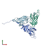 PDB entry 6izl coloured by chain, front view.