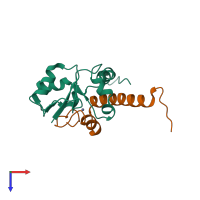 PDB entry 6j07 coloured by chain, top view.