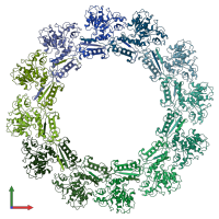 PDB entry 6j0c coloured by chain, front view.