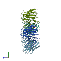 PDB entry 6j0g coloured by chain, side view.