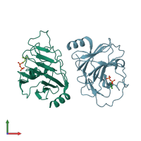 PDB entry 6j0k coloured by chain, front view.