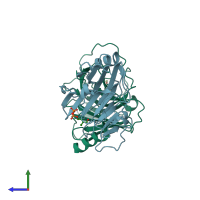 PDB entry 6j0k coloured by chain, side view.