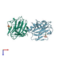 PDB entry 6j0k coloured by chain, top view.