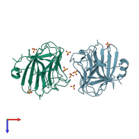 PDB entry 6j0l coloured by chain, top view.