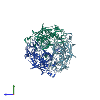 PDB entry 6j0m coloured by chain, side view.