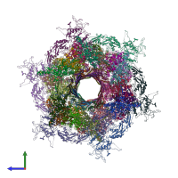 PDB entry 6j0n coloured by chain, side view.