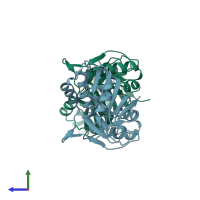 PDB entry 6j1k coloured by chain, side view.
