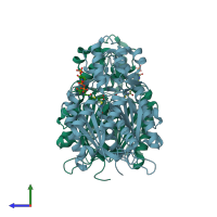 PDB entry 6j1n coloured by chain, side view.