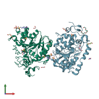 PDB entry 6j1q coloured by chain, front view.