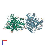 PDB entry 6j1q coloured by chain, top view.