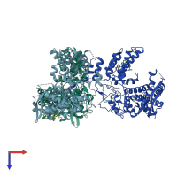 PDB entry 6j1u coloured by chain, top view.