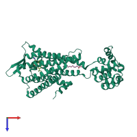 PDB entry 6j21 coloured by chain, top view.