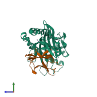 PDB entry 6j2d coloured by chain, side view.
