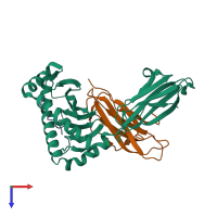PDB entry 6j2d coloured by chain, top view.