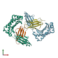 PDB entry 6j2i coloured by chain, front view.