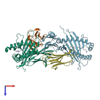 PDB entry 6j2i coloured by chain, top view.