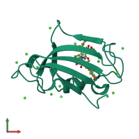 PDB entry 6j2m coloured by chain, front view.
