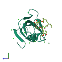 PDB entry 6j2m coloured by chain, side view.