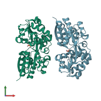 PDB entry 6j2s coloured by chain, front view.