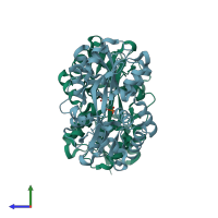PDB entry 6j2s coloured by chain, side view.